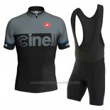 2016 Cycling Jersey Cinelli Black and Gray Short Sleeve and Bib Short