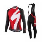 2016 Cycling Jersey Specialized Bright Black and Red Long Sleeve and Bib Tight