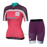 2016 Cycling Jersey Women Sportful Red and Green Short Sleeve and Bib Short