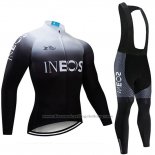 2019 Cycling Jersey Castelli INEOS White Black Long Sleeve and Bib Tight