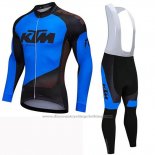 2019 Cycling Jersey Ktm Black Blue Long Sleeve and Bib Tight