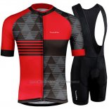 2019 Cycling Jersey Runchita Red Gray Short Sleeve and Bib Short