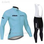 2019 Cycling Jersey STRAVA Sky Blue Long Sleeve and Bib Tight