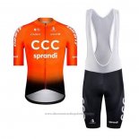 2020 Cycling Jersey CCC Sprandi Orange Black Short Sleeve And Bib Short