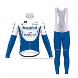 2020 Cycling Jersey Deceuninck Quick Step White Blue Long Sleeve and Bib Tight