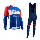 2020 Cycling Jersey Direct Energie Red Blue Long Sleeve And Bib Tight