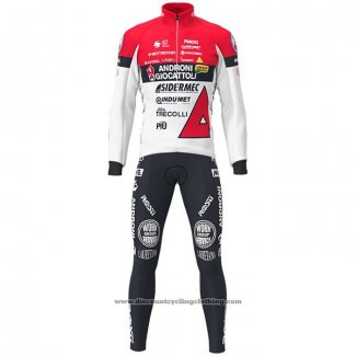 2021 Cycling Jersey Androni Giocattoli White Red Long Sleeve And Bib Tight