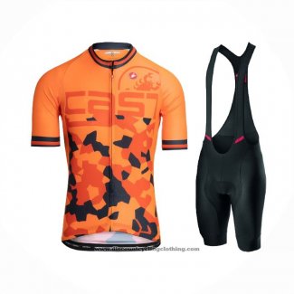 2021 Cycling Jersey Castelli Orange Short Sleeve And Bib Short