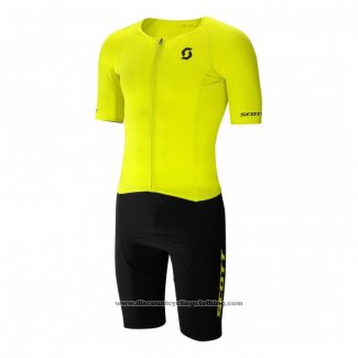 2021 Cycling Jersey Scott Yellow Short Sleeve And Bib Short