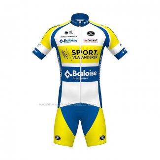 2021 Cycling Jersey Sport Vlaanderen-Baloise Blue White Yellow Short Sleeve and Bib Short