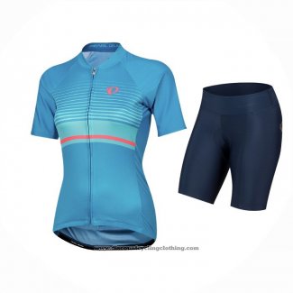 2021 Cycling Jersey Women Pearl Izumi Sky Blue Short Sleeve And Bib Short