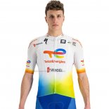 2022 Cycling Jersey Direct Energie White Yellow Blue Short Sleeve and Bib Short