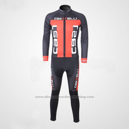 2011 Cycling Jersey Castelli Gray and Orange Long Sleeve and Bib Tight