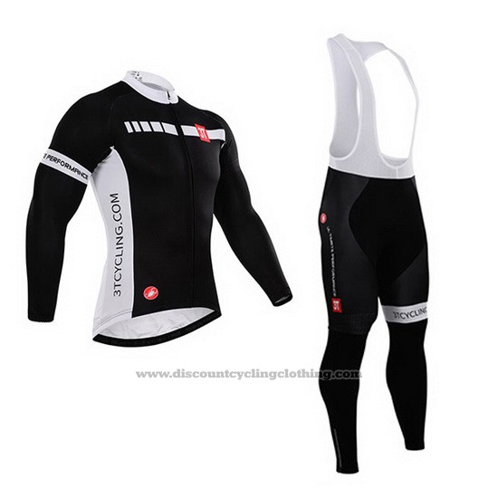 2015 Cycling Jersey Castelli Deep Black Long Sleeve and Bib Tight