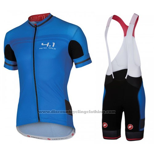 2016 Cycling Jersey Castelli Black and Sky Blue Short Sleeve and Bib Short