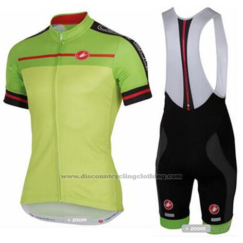 2016 Cycling Jersey Castelli Yellow and Green Short Sleeve and Bib Short