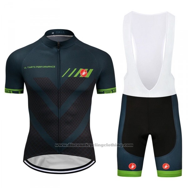 2018 Cycling Jersey Castelli Dark Green Short Sleeve and Bib Short