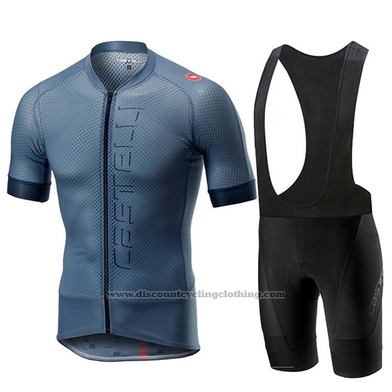2019 Cycling Jersey Castelli Climber's 2.0 Gray Blue Short Sleeve and Bib Short