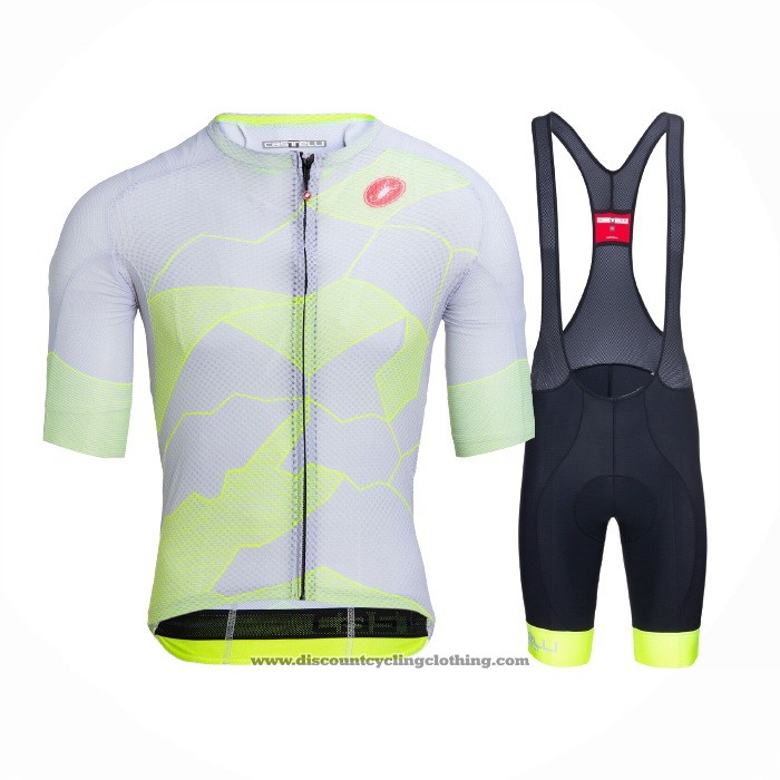 2021 Cycling Jersey Castelli Light Yellow White Short Sleeve And Bib Short
