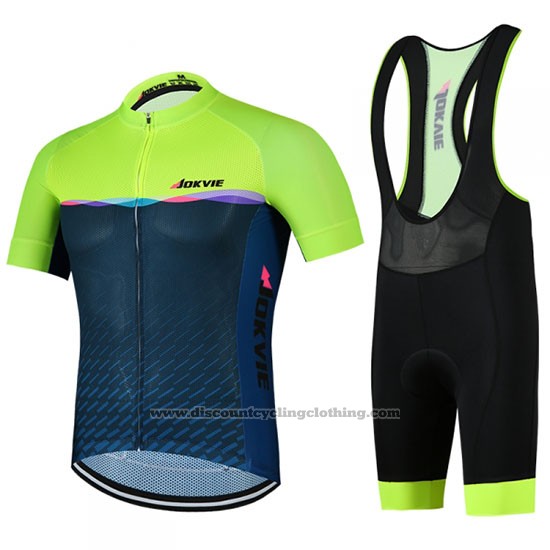 2019 Cycling Jersey Jokvie Green Dark Blue Short Sleeve and Bib Short