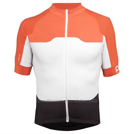 2018 Cycling Jersey POC Orange and White Short Sleeve and Bib Short