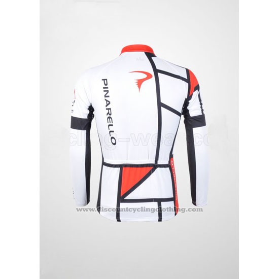 2012 Cycling Jersey Pinarello Red and White Long Sleeve and Bib Tight