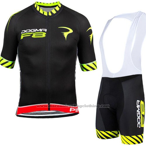 2015 Cycling Jersey Pinarello Black and Yellow Short Sleeve and Bib Short