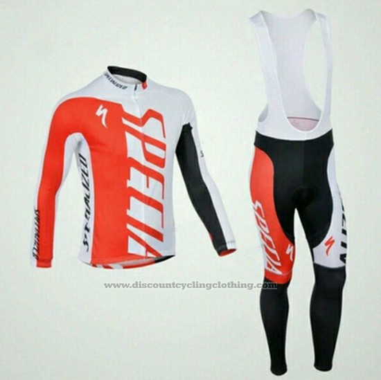 2015 Cycling Jersey Specialized Red and White Long Sleeve and Bib Tight