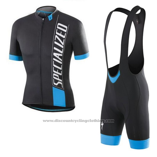 2016 Cycling Jersey Specialized Black White Blue Short Sleeve And Bib Short
