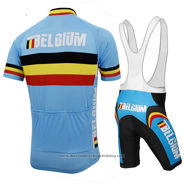 2021 Cycling Jersey Belgium Sky Blue Short Sleeve And Bib Short