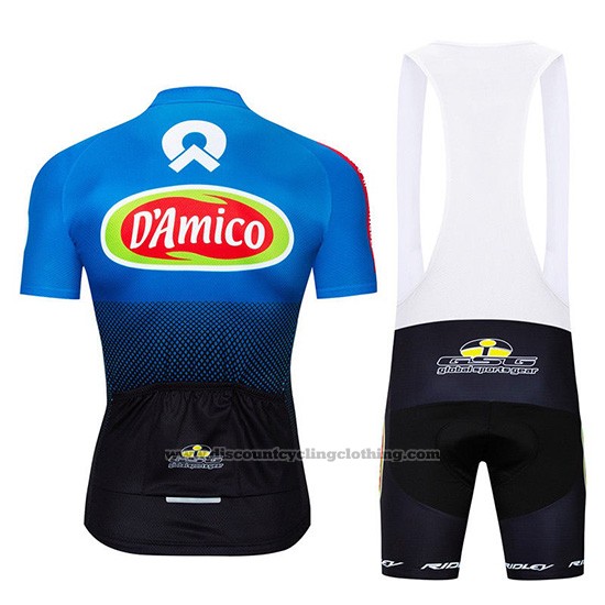 2019 Cycling Jersey D'Amico Blue White Short Sleeve and Bib Short