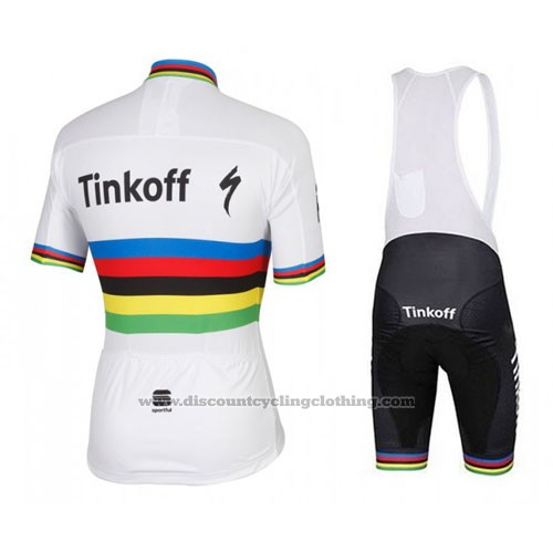 2016 Cycling Jersey UCI World Champion Tinkoff White Short Sleeve and Bib Short