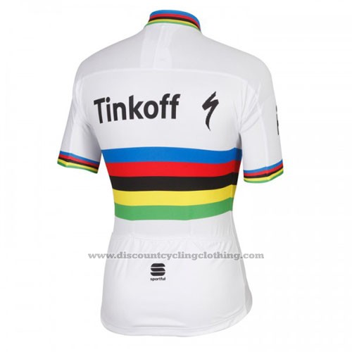 2016 Cycling Jersey UCI World Champion Tinkoff White Short Sleeve and Bib Short