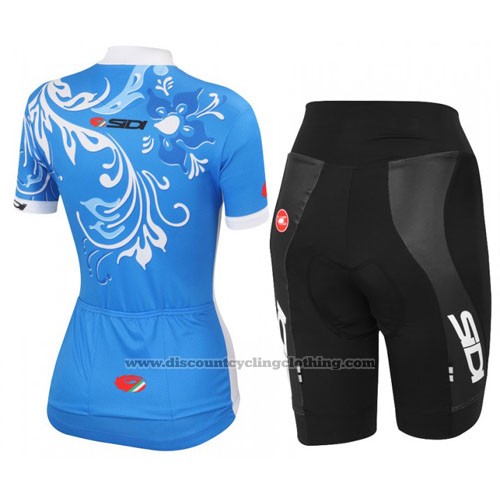 2016 Cycling Jersey Castelli White and Blue Short Sleeve and Bib Short